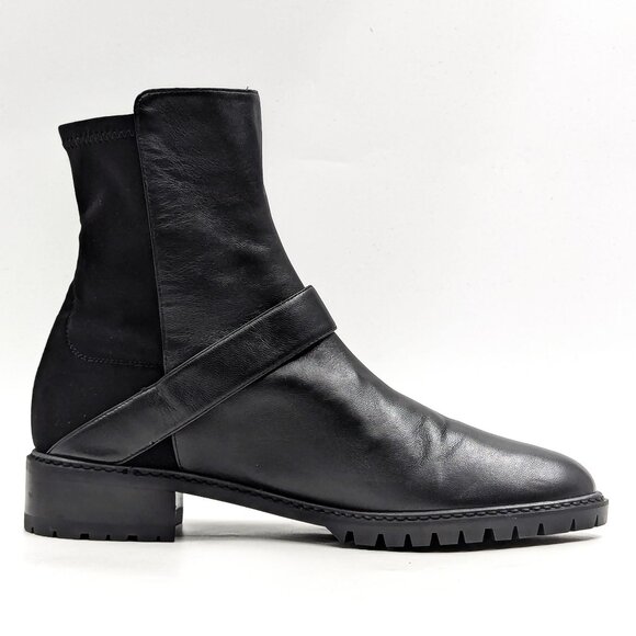 Stuart Weitzman Wmn City Buckle Stretch Panel Black Buckle Ankle Dress Boots 9 - Picture 8 of 10